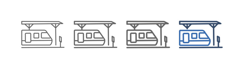  outline icon set railway with high-speed train design and train depot  © mujahadah 
