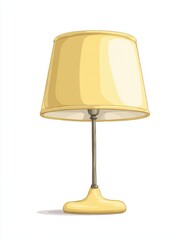 Pale Yellow Table Lamp Illustration on White Background