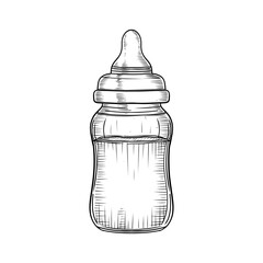 Baby pacifier vector line art hand drawn illustration 