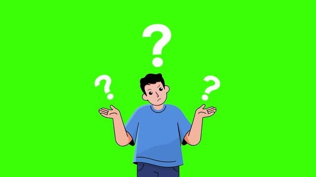 confused dizzy animated person thinking confused dizzy 2d green screen croma 4k looping