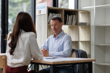 Male manager interviewing job applicant in office