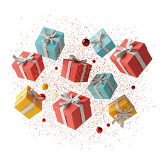 Pile of colorful Christmas gift boxes symbolizing happiness, giving, and joyful celebration of the holiday season