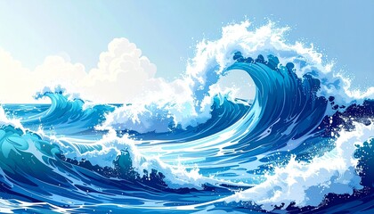 flat design waves water illustration design