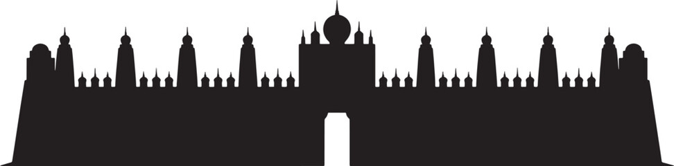 Obraz premium Ancient Fortress Silhouette Castle Medieval Structure Old Wall Tower Design