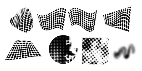 Dotted shape. Abstract halftone dot pattern with wavy half tone.otted texture curves and smooth dot wave elements  simple illustration on white background..eps