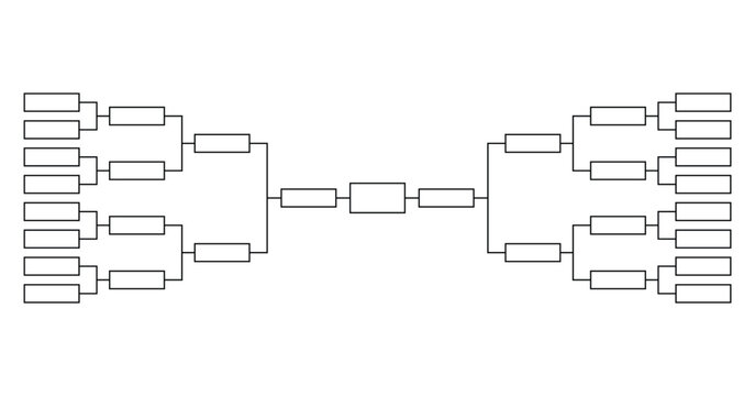 Sports tournament bracket template, tournament 16 brackets