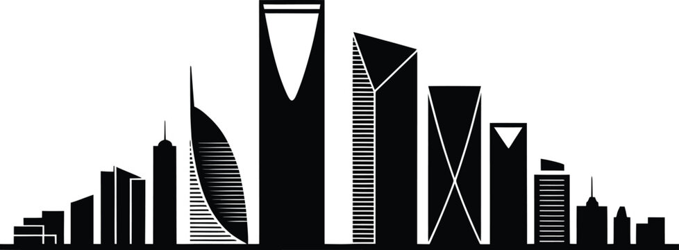 Riyadh City Skyline Vector Silhouette Modern Architecture Towers Buildings