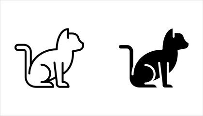 Cat icons set. Domestic animal, halloween concept on white background