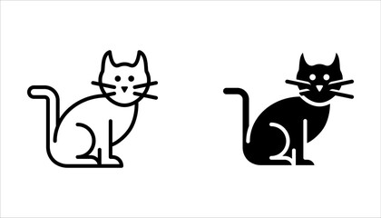 Cat icons set. Domestic animal, halloween concept on white background