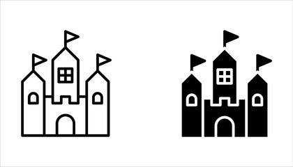 castle icon set, halloween concept on white background
