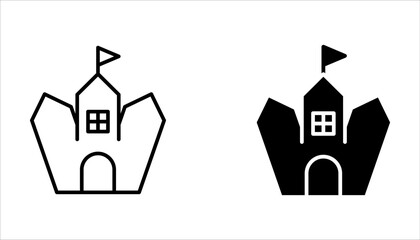 castle icon set, halloween concept on white background