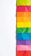 Vibrant Tearing Paper Art　Abstract Background of Rainbow-Colored Washi Paper Fragments, Diversity, Creativity, and Craft Themes