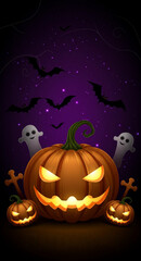 halloween pumpkin with bat