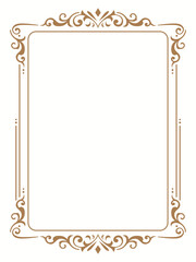 Elegant brown ornamental frame with classic floral corners and decorative border on a white background.
