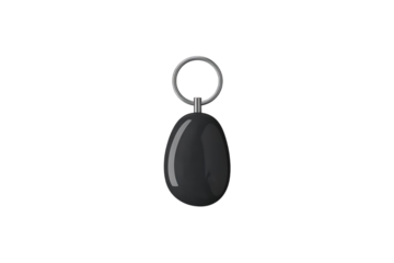 Single dark polished stone pendant on a silver keychain ring