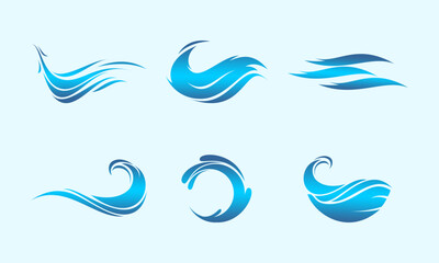 Various of sea wave design vector