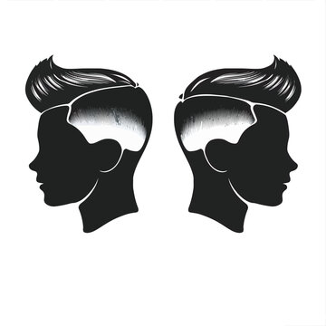 Silhouettes of a man hair cut