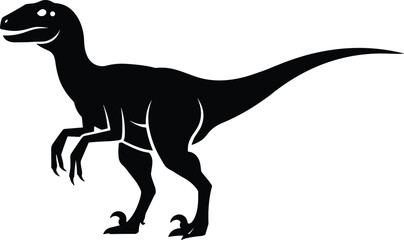 Dinosaur silhouette illustration, prehistoric animal, velociraptor vector, ancient reptile design, wildlife fossil creature, Jurassic predator art, black dino icon for education and decoration