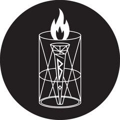 Mystical candle flame logo design with geometric shapes perfect for spiritual branding and modern icons
