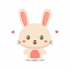 Cute cartoon bunny with hearts adorable rabbit illustration.
