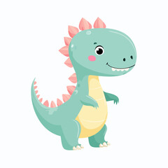Cute cartoon dinosaur illustration for kids.