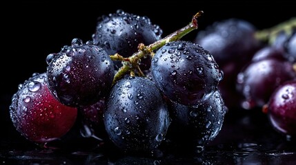 &ldquo;Fresh Dark Purple Grapes with Water Droplets &ndash; High-Resolution Fruit Photography&rdquo;