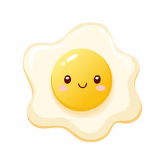 Cute Cartoon Fried Egg with Happy Face Illustration.