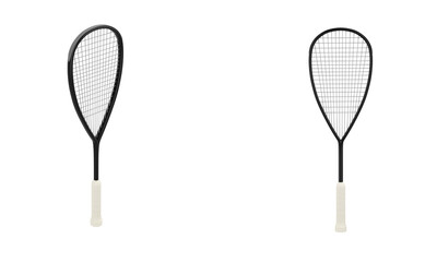 Glossy Squash Racket and Balls Mockup. 3d illustration	