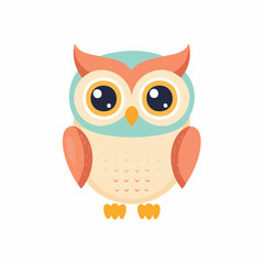 Cute Cartoon Owl Illustration with Big Eyes.