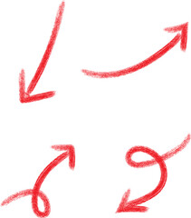 Red Hand-Drawn Arrows and Curves Illustrations