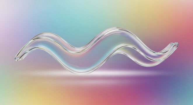 A holographic iridescent wave on a rainbow background creates a mesmerizing and futuristic visual experience that captivates the viewer