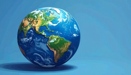 Vibrant globe illustration against a cool blue background
