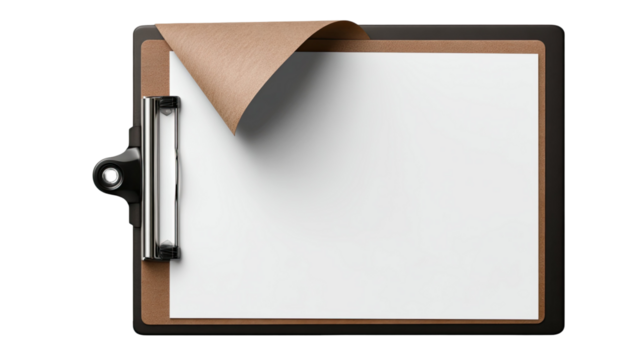 clipboard with blank white paper isolated on white background