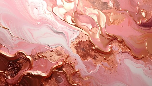 Swirling abstract artwork with pastel pink and rose-gold hues - Powered by Adobe