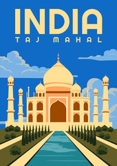 Taj Mahal India Travel Illustration