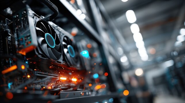 Close-Up High-Resolution Mining Rig with Advanced Components - Powered by Adobe