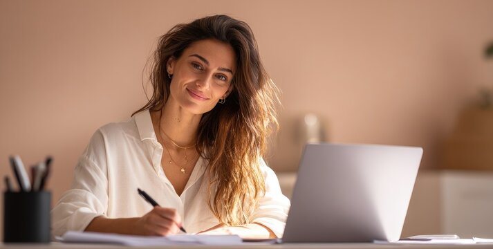 E-learning student working on online research at home desk engaging in study and searching for knowledge modern workspace bright and inviting environment - Powered by Adobe