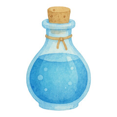 PNG Watercolor potion bottle illustration.
