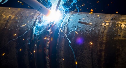 Naklejka premium Artisan crafting with brilliance, industrial fabrication process closeup