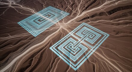 Aerial view showcasing the enigmatic geoglyphs etched into the arid landscapes of Peru