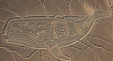Ancient whale geoglyph etched into arid landscape reveals mysteries of lost civilizations