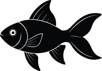Goldfish silhouette vector art illustration
