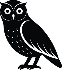 Snowy owl silhouette vector art illustration