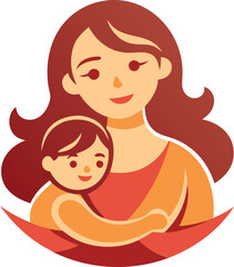 Loving mother holding her baby close illustration