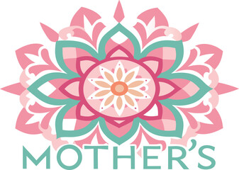 Beautiful mandala design with mothers text for greeting cards
