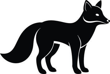 Arctic fox silhouette vector art illustration
