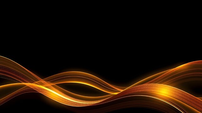 Elegant golden wave stripes undulate across a rich dark background, evoking a sense of luxury and sophistication in this abstract design, where warm golden hues shimmer with subtle. Generated with AI.