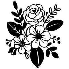 Floral bouquet with rose and daisy design
