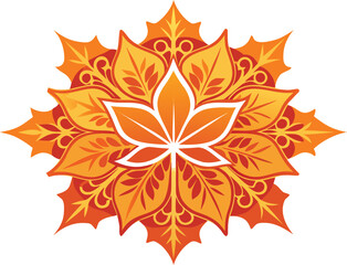 Intricate autumn mandala with warm orange and yellow hues