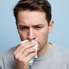 Man Suffering from Seasonal Allergies